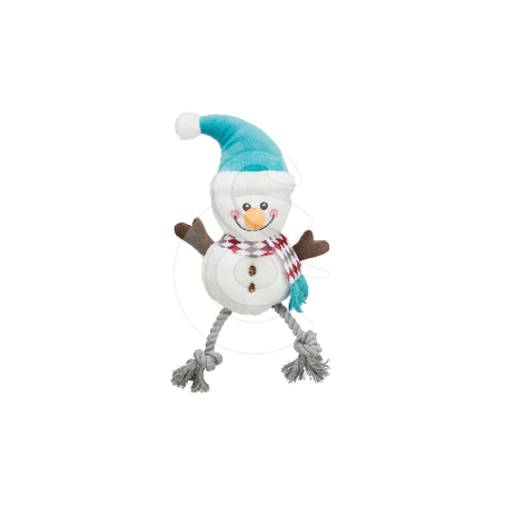 Jouet Noël chien : Lot de 3 peluches Bonhomme de neige