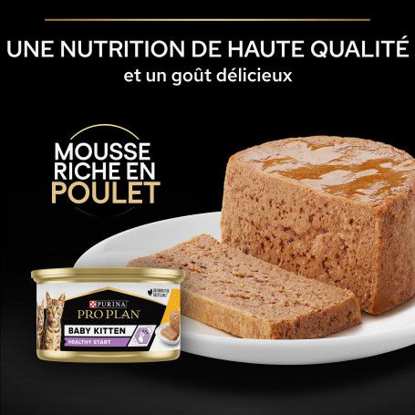 Mousse riche en poulet - Pro Plan - Pour chats juniors - Boîte de